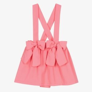 Girls Coral Pink Crêpe Bow Skirt, 4Y